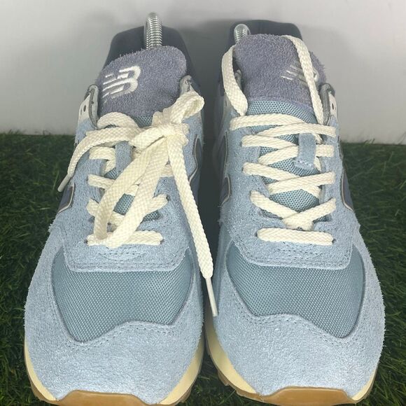 New Balance 574 Sneakers Men's US 8.5/ Women’s 10 Blue Suede Lifestyle Shoes - Picture 2 of 8